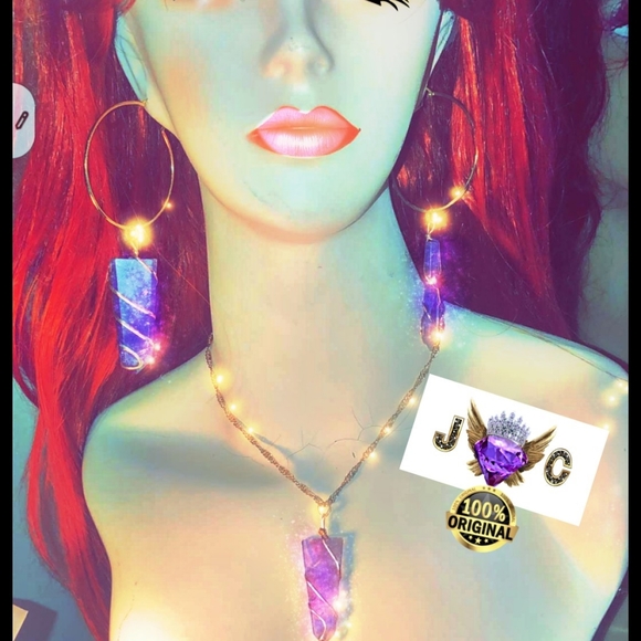 AMETHYST 18K GOLD DIPPED 925 ENSEMBLE - Picture 4 of 4